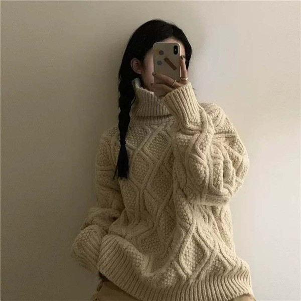 Γυναικείο  πουλόβερ με κολάρο πόλο σε μπλε και μπεζ χρώμα