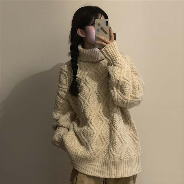 Γυναικείο  πουλόβερ με κολάρο πόλο σε μπλε και μπεζ χρώμα