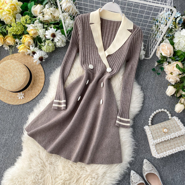 Μοντέρνο γυναικείο φόρεμα με μακριά μανίκια σε διάφορα χρώματα