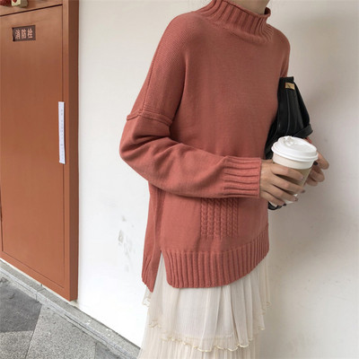 Γυναικείο φαρδύ πουλόβερ με μεγάλο κολάρο σε τρία χρώματα