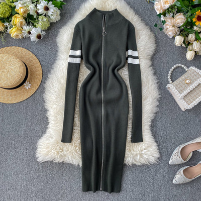 Modern női ruha cipzárral több színben