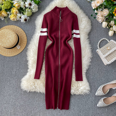 Modern női ruha cipzárral több színben