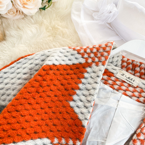 Palton casual de dama fara inchidere cu model colorat