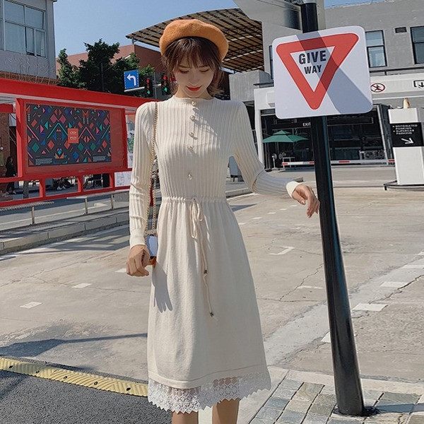 Rochie de dama casual model nou cu perle si dantela in mai multe culori