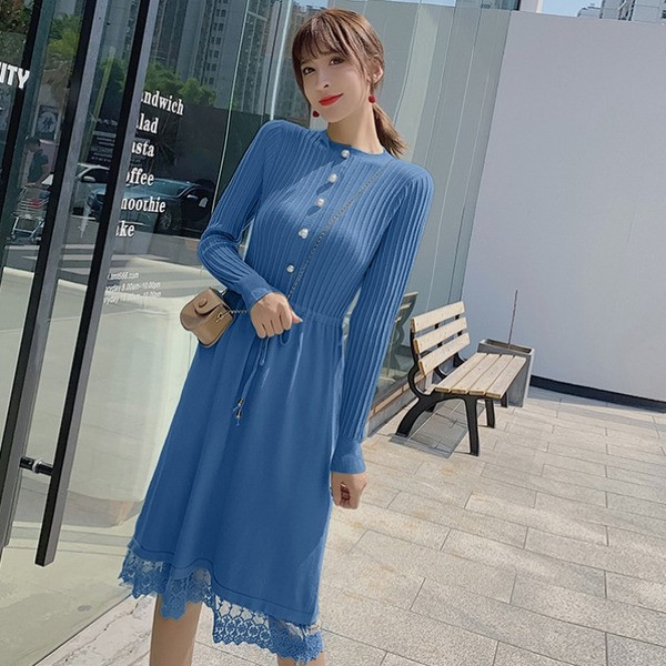 Rochie de dama casual model nou cu perle si dantela in mai multe culori