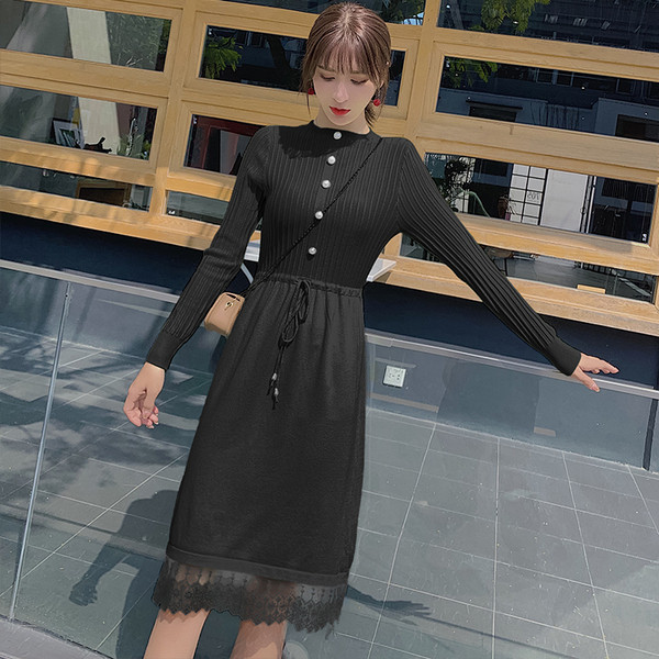 Rochie de dama casual model nou cu perle si dantela in mai multe culori