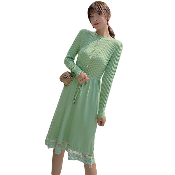 Rochie de dama casual model nou cu perle si dantela in mai multe culori