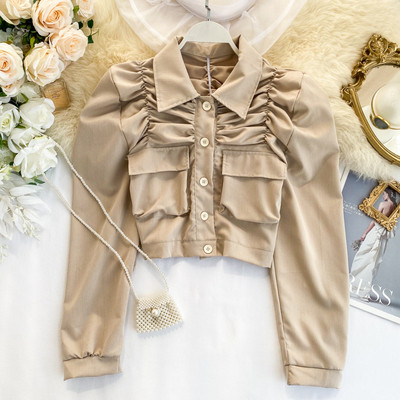 Cămașă casual de damă cu nasturi și guler clasic în trei culori