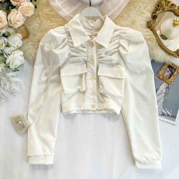 Cămașă casual de damă cu nasturi și guler clasic în trei culori