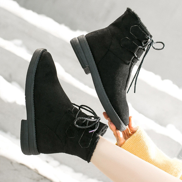 Cizme casual dama din piele intoarsa cu talpa plate