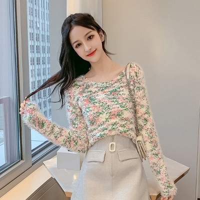 Χρωματιστό γυναικείο πουλόβερ  με λαιμόκοψη O σε διάφορα χρώματα