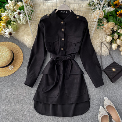 Μοντέρνο γυναικείο φόρεμα με κουμπί σε διάφορα χρώματα