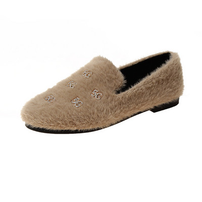 Pantofi casual de damă în puf în negru, alb și bej