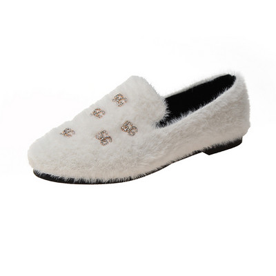 Pantofi casual de damă în puf în negru, alb și bej