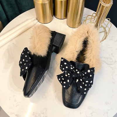 Pantofi casual dama cu puf si panglica