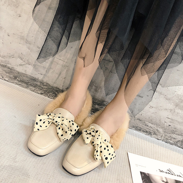 Pantofi casual dama cu puf si panglica