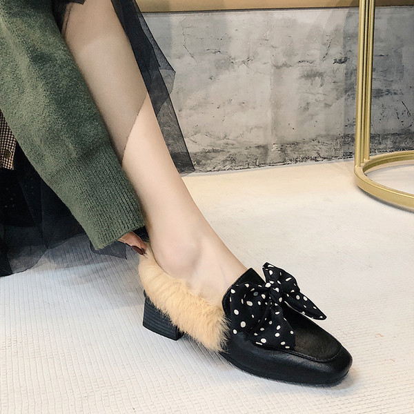 Pantofi casual dama cu puf si panglica