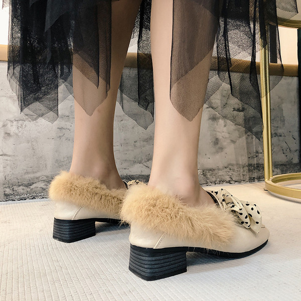 Pantofi casual dama cu puf si panglica