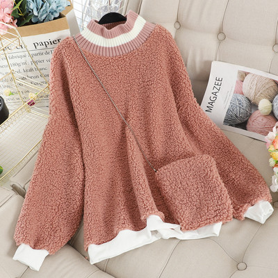 Pulover de dama casual cu guler inalt si maneci lungi in mai multe culori