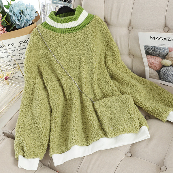 Pulover de dama casual cu guler inalt si maneci lungi in mai multe culori