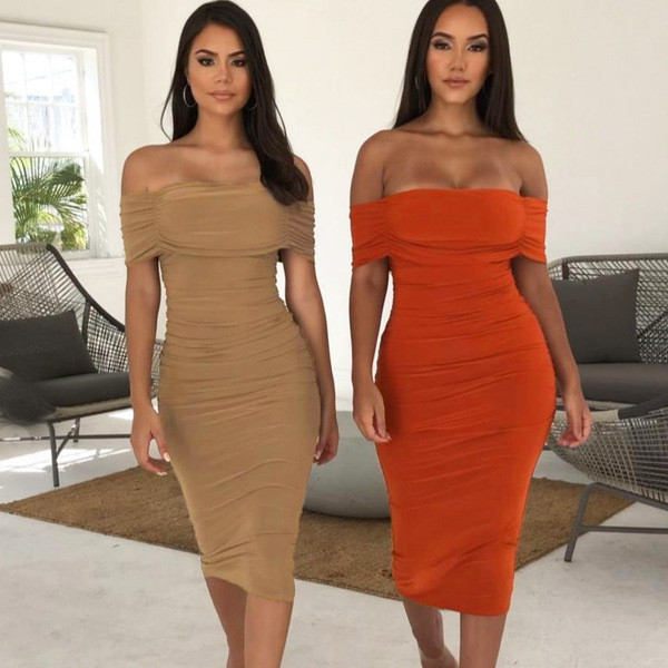 Κομψό γυναικείο φόρεμα με μανίκια και βαθύ λαιμόκοψη σε δύο χρώματα