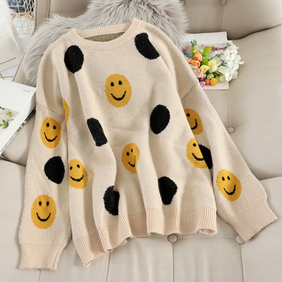 Modern női pulóver barna és bézs színben