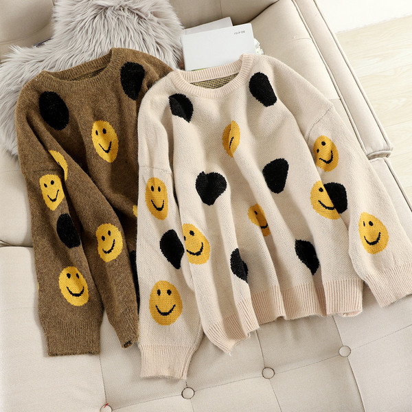 Modern női pulóver barna és bézs színben