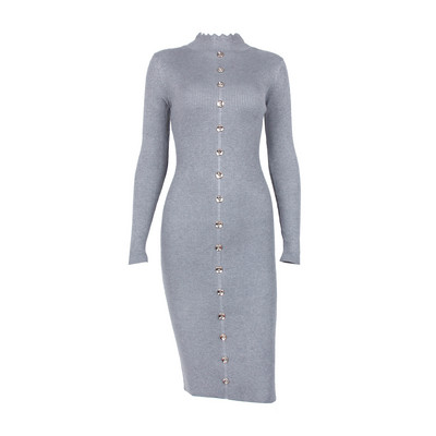 Rochie scurta de dama moderna cu maneci lungi si nasturi in trei culori