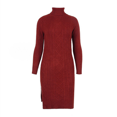 ΝΕΟ μοντέλο πλεκτό γυναικείο φόρεμα με υψηλό γιακά και χωρισμένο σε διάφορα χρώματα