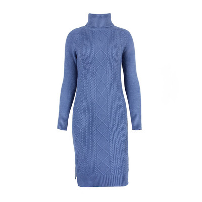 ΝΕΟ μοντέλο πλεκτό γυναικείο φόρεμα με υψηλό γιακά και χωρισμένο σε διάφορα χρώματα