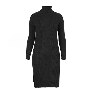 ΝΕΟ μοντέλο πλεκτό γυναικείο φόρεμα με υψηλό γιακά και χωρισμένο σε διάφορα χρώματα