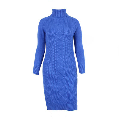 ΝΕΟ μοντέλο πλεκτό γυναικείο φόρεμα με υψηλό γιακά και χωρισμένο σε διάφορα χρώματα