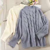 Modern női pulóver kerek nyakkivágással, négy színben