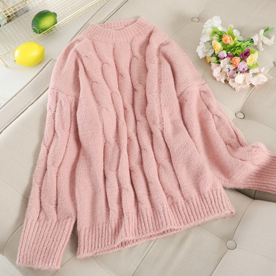 Modern női pulóver kerek nyakkivágással, négy színben