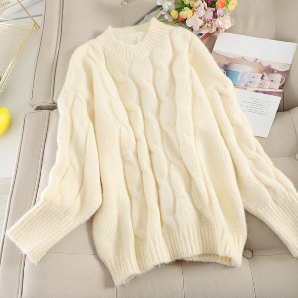 Modern női pulóver kerek nyakkivágással, négy színben