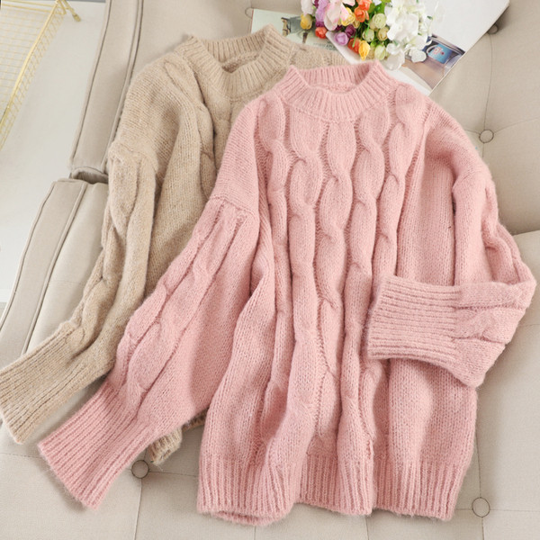 Modern női pulóver kerek nyakkivágással, négy színben