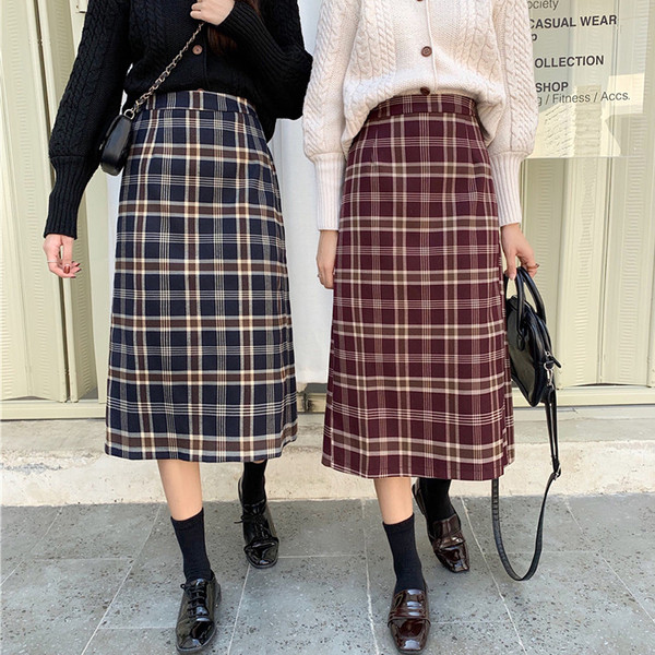 Μακρυά καρό φούστα σε δύο χρώματα