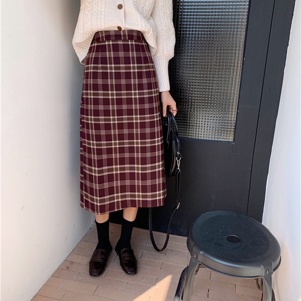 Μακρυά καρό φούστα σε δύο χρώματα