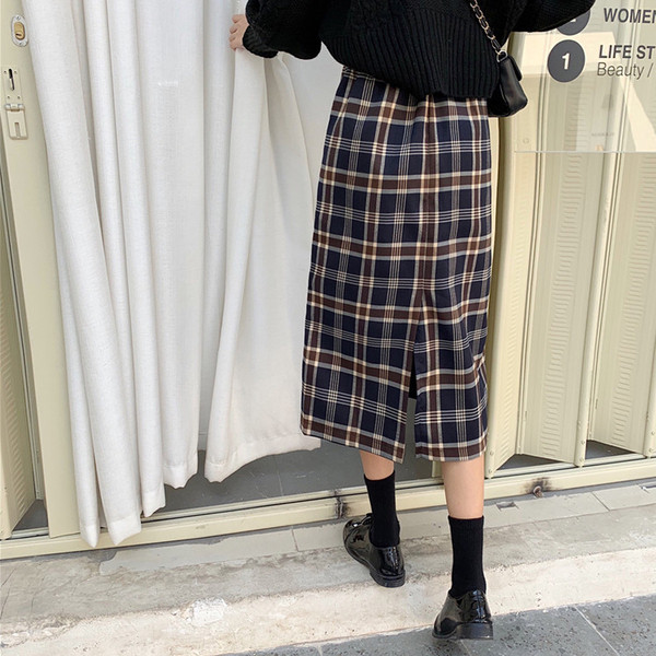 Μακρυά καρό φούστα σε δύο χρώματα