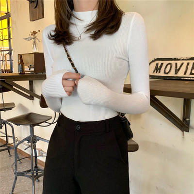 Γυναικεία πλεκτή μπλούζα με κολάρο σε πολλά χρώματα