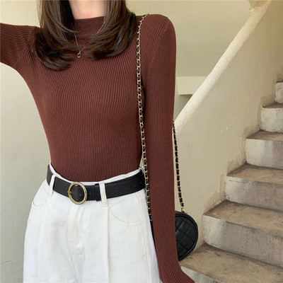 Γυναικεία πλεκτή μπλούζα με κολάρο σε πολλά χρώματα