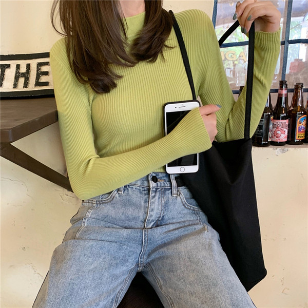 Γυναικεία πλεκτή μπλούζα με κολάρο σε πολλά χρώματα