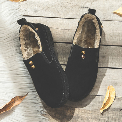 Pantofi de iarnă casual de damă cu căptușeală moale în negru și bej