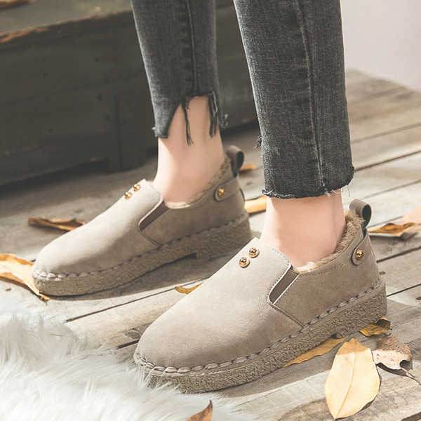 Pantofi de iarnă casual de damă cu căptușeală moale în negru și bej