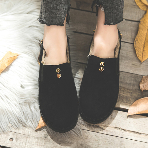 Pantofi de iarnă casual de damă cu căptușeală moale în negru și bej