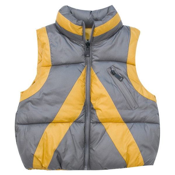 Vesta pentru copii model nou pentru baieti cu fermoar in negru, portocaliu si gri