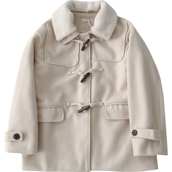 Női alkalmi kabát puha gallérral és fehér és fekete zsebekkel