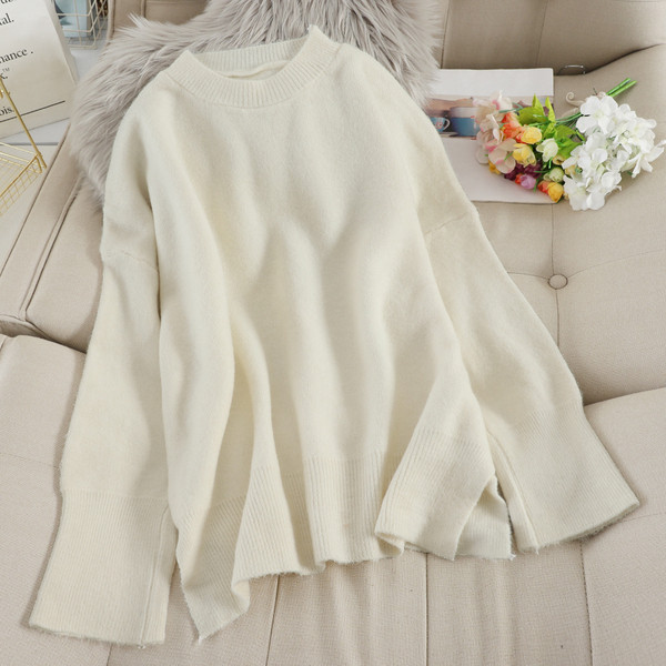 Pulover de dama model uni cu decolteu rotund in mai multe culori