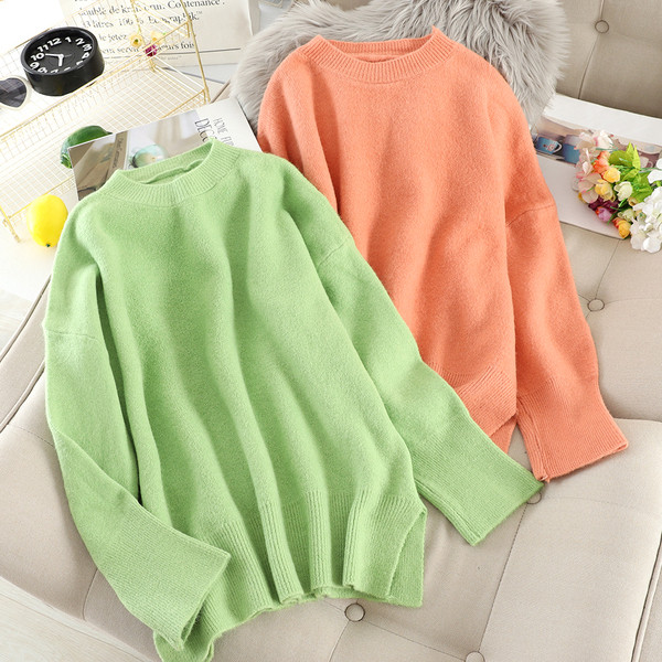 Pulover de dama model uni cu decolteu rotund in mai multe culori