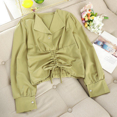 Γυναικείο πουκάμισο με κορδόνια και κλασικό γιακά σε διάφορα χρώματα